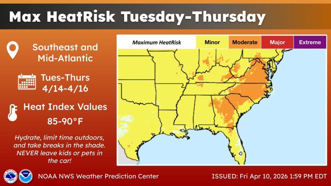 Atlanta Charlotte Raleigh Richmond And Washington DC Face Early Season Heat Surge With 85 To 90 Degree Temperatures Expected April 14 Through April 16