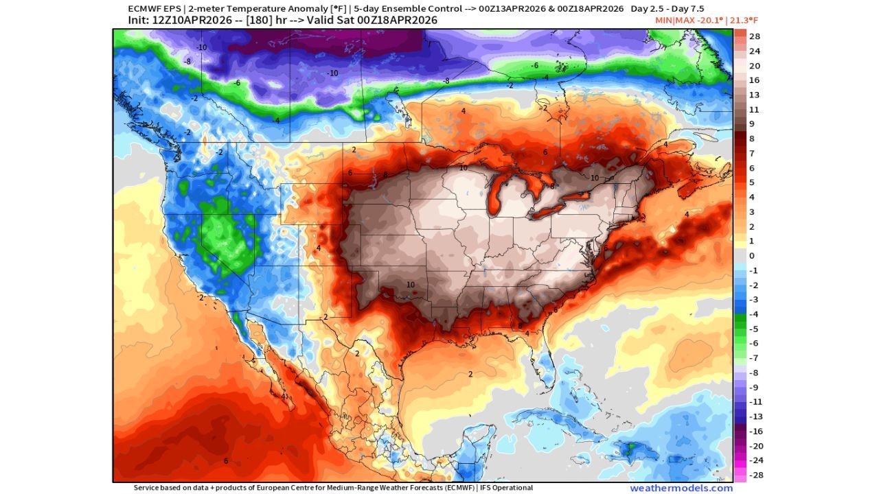 Texas Oklahoma Kansas Chicago Detroit And Cleveland Face Major Temperature Swings As Warm Surge Builds While Cold Anomalies Linger Across Northern Plains Mid April